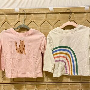 Hanna Andersson Long Sleeve Shirts Pink White Rainbow Animal Print